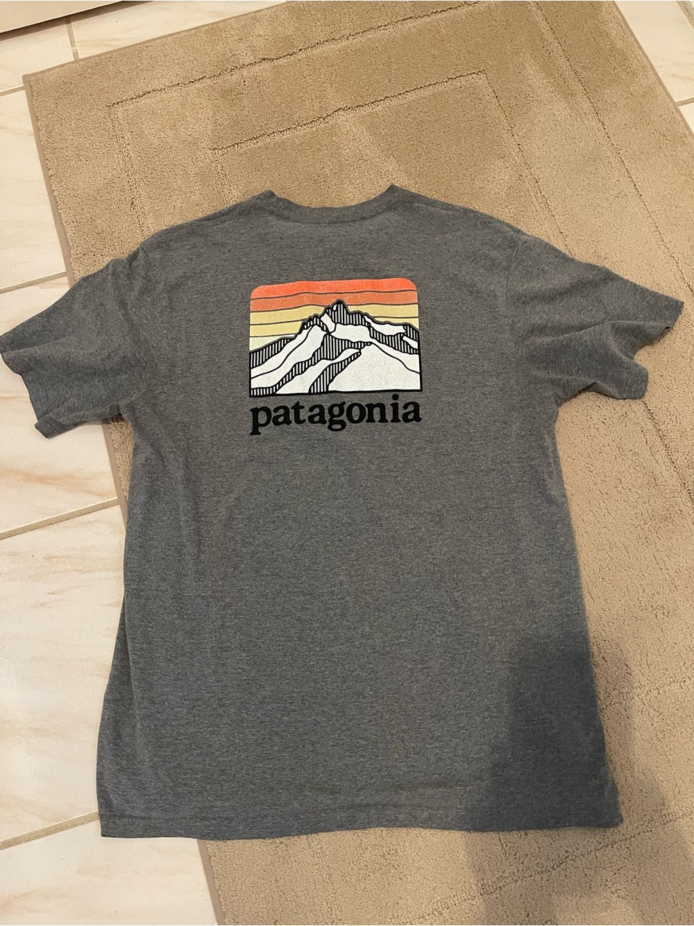Patagonia Men’s Grey Graphic Logo T-Shirt Pocket front M